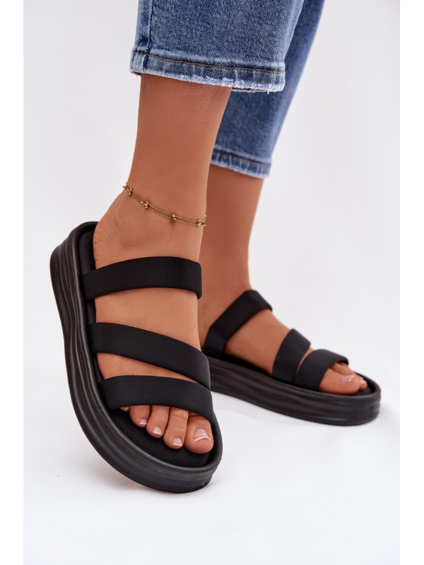 Material Women's Platform Sandals With Straps Black Liorine