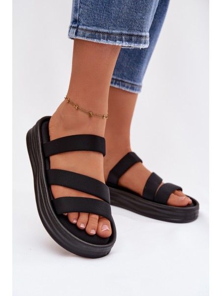 Material Women's Platform Sandals With Straps Black Liorine