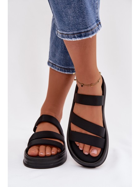 Material Women's Platform Sandals With Straps Black Liorine