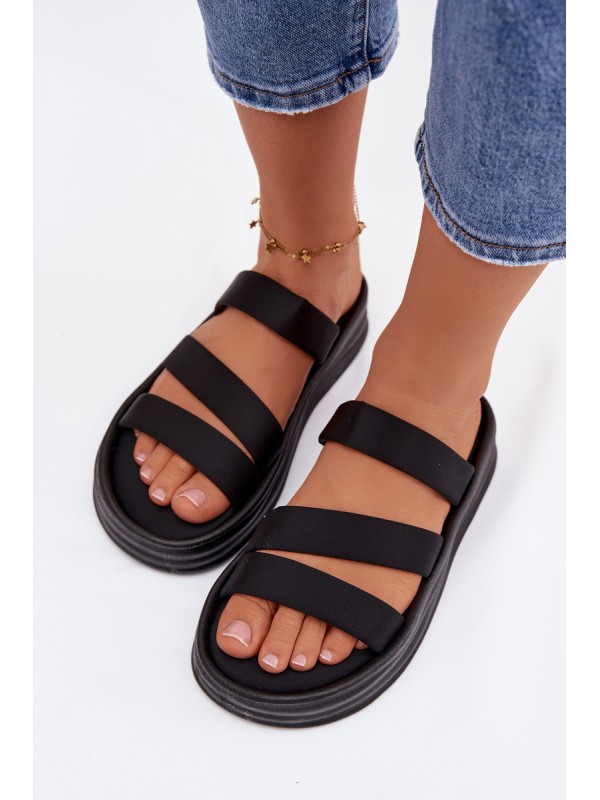Material Women's Platform Sandals With Straps Black Liorine