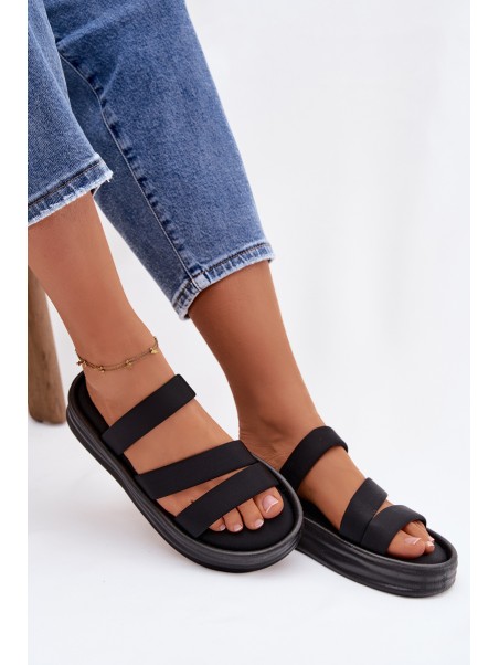 Material Women's Platform Sandals With Straps Black Liorine