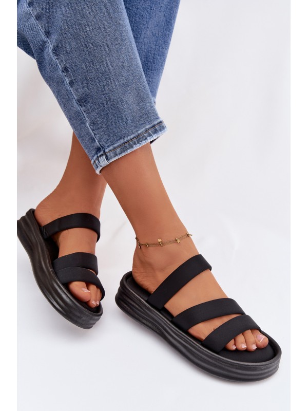 Material Women's Platform Sandals With Straps Black Liorine