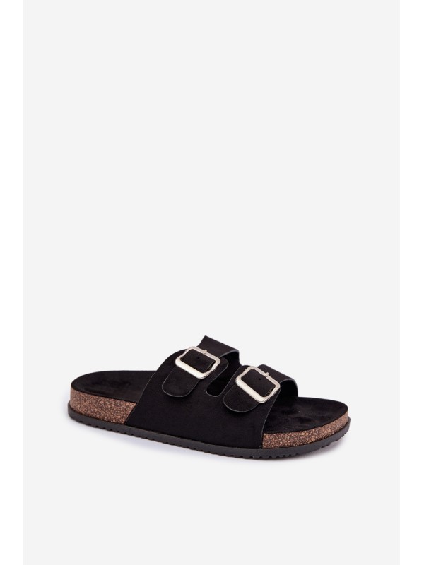 Women's Slide Sandals With Buckles Black Oliena