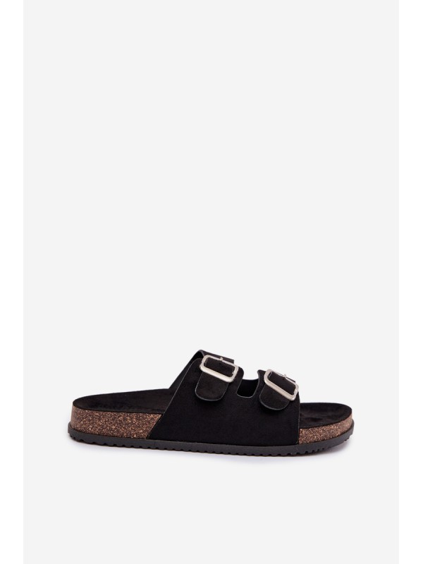 Women's Slide Sandals With Buckles Black Oliena