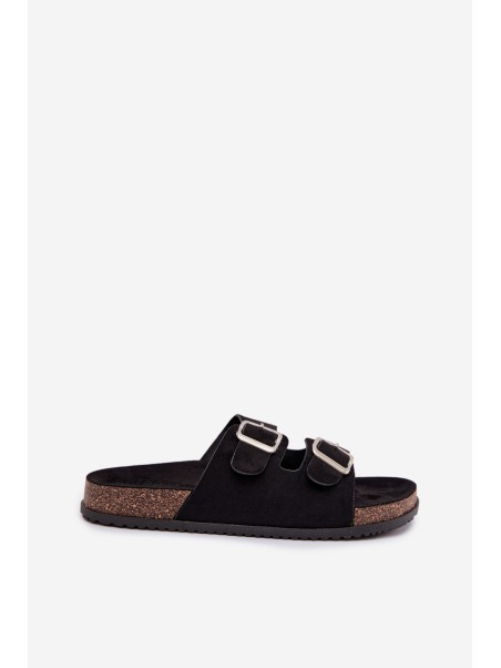 Women's Slide Sandals With Buckles Black Oliena