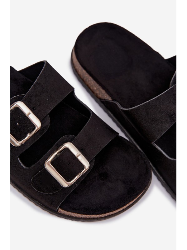 Women's Slide Sandals With Buckles Black Oliena