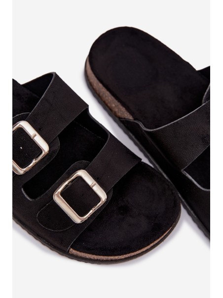 Women's Slide Sandals With Buckles Black Oliena