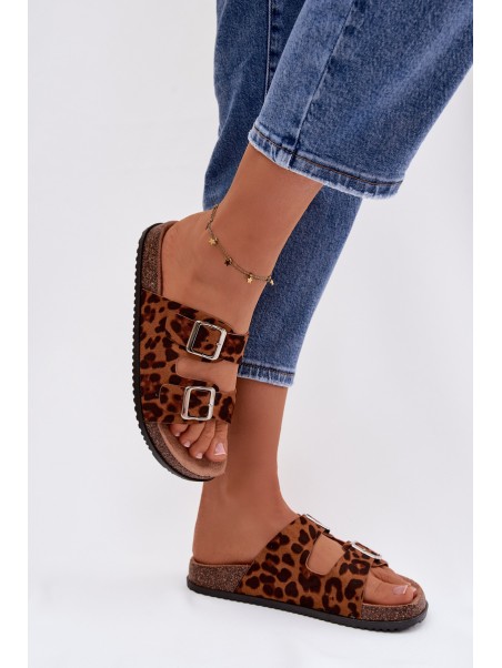 Women's Slippers With Straps Leopard Oliena