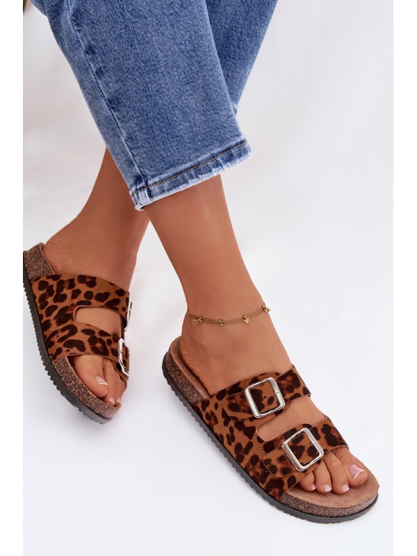 Women's Slippers With Straps Leopard Oliena 2