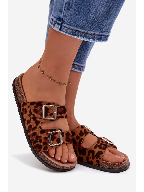 Women's Slippers With Straps Leopard Oliena