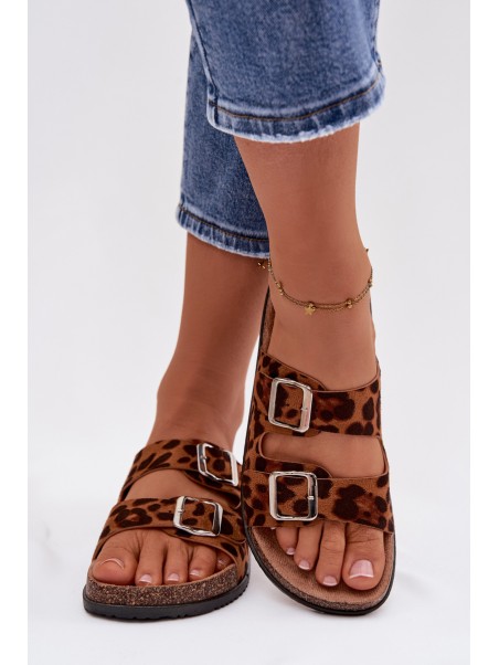 Women's Slippers With Straps Leopard Oliena
