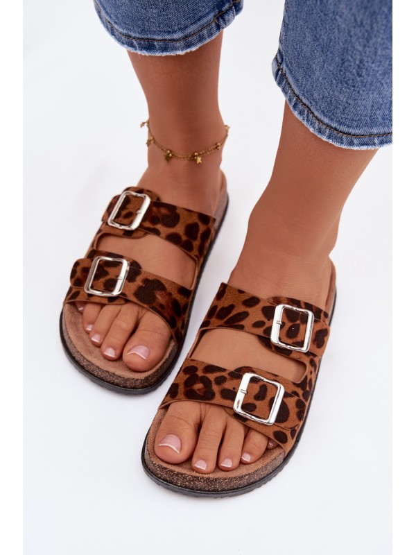 Women's Slippers With Straps Leopard Oliena