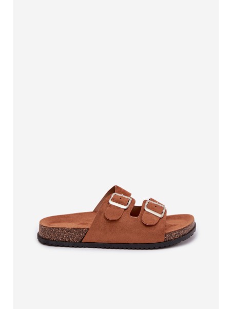 Women's Slides With Buckles Camel Oliena