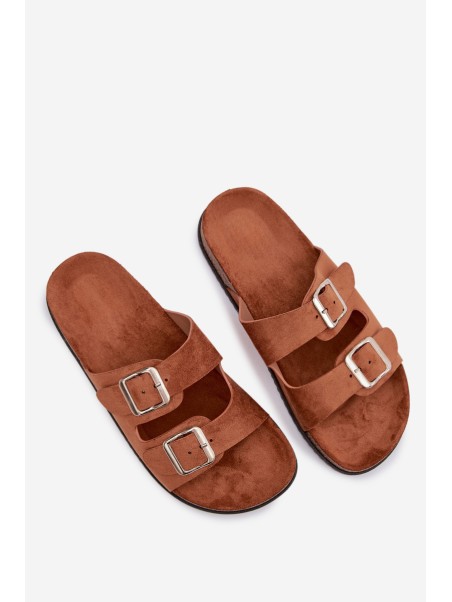 Women's Slides With Buckles Camel Oliena