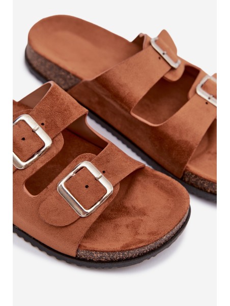 Women's Slides With Buckles Camel Oliena