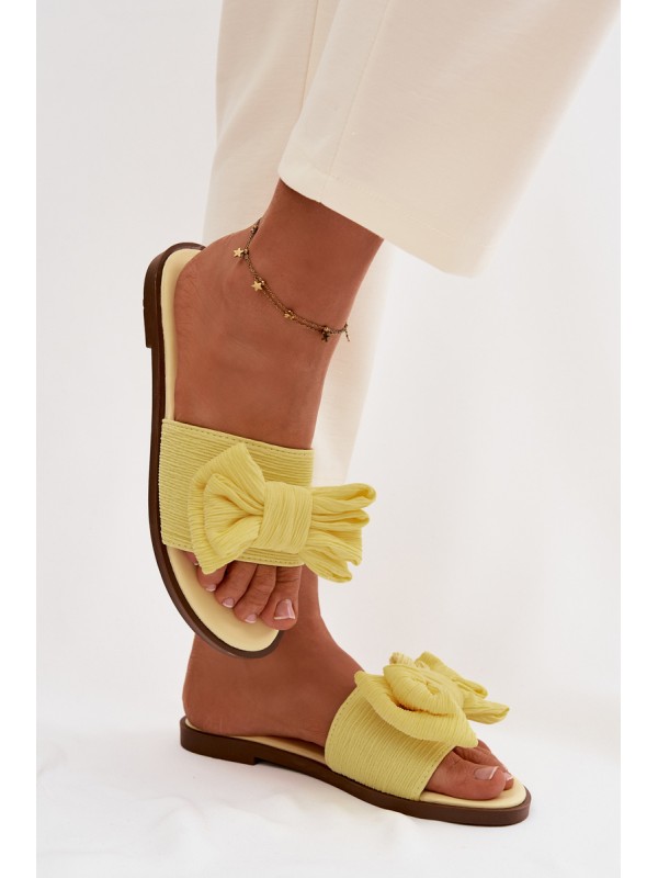 Women's Low Heel Slippers With Bow Yellow Amivelle