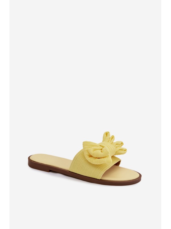 Women's Low Heel Slippers With Bow Yellow Amivelle