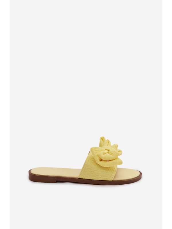 Women's Low Heel Slippers With Bow Yellow Amivelle