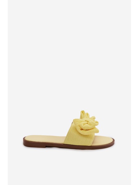 Women's Low Heel Slippers With Bow Yellow Amivelle