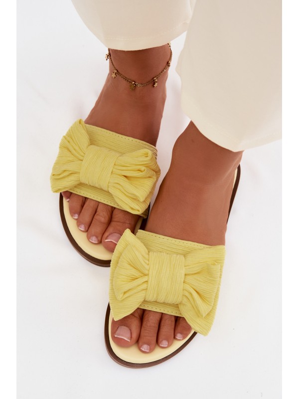 Women's Low Heel Slippers With Bow Yellow Amivelle