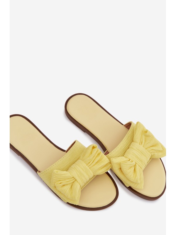 Women's Low Heel Slippers With Bow Yellow Amivelle
