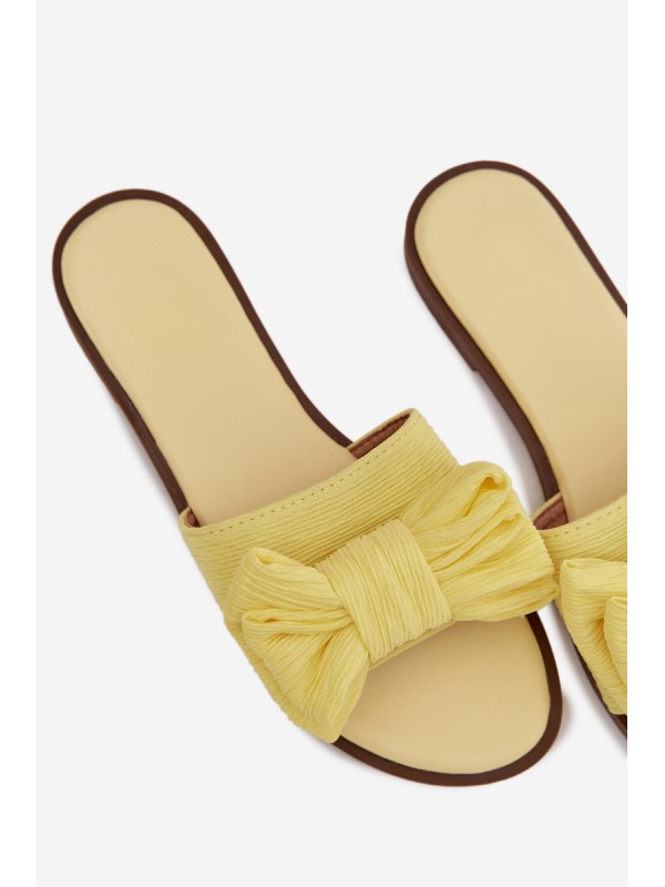Women's Low Heel Slippers With Bow Yellow Amivelle