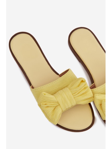 Women's Low Heel Slippers With Bow Yellow Amivelle