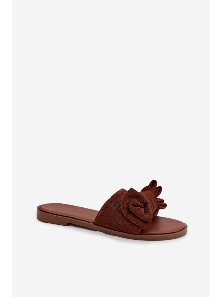 Women's Flat Sandals With Bow Brown Amivelle