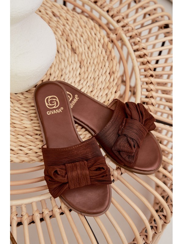 Women's Flat Sandals With Bow Brown Amivelle