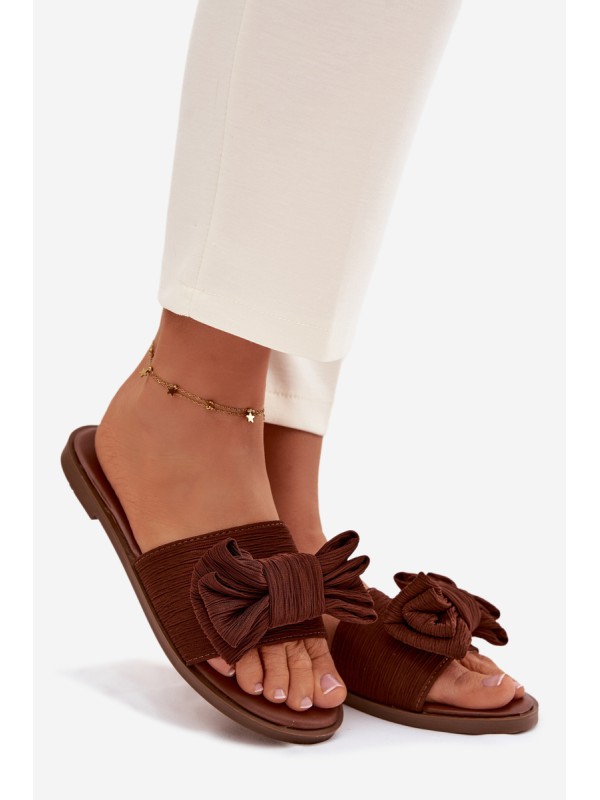 Women's Flat Sandals With Bow Brown Amivelle