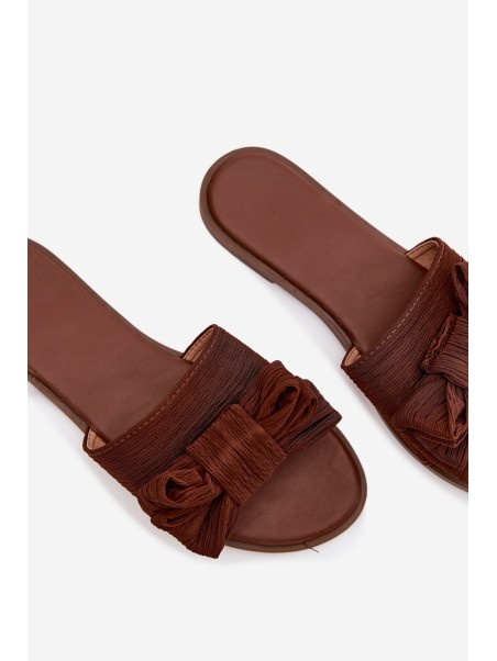 Women's Flat Sandals With Bow Brown Amivelle