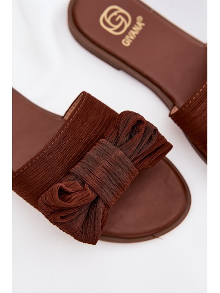 Women's Flat Sandals With Bow Brown Amivelle