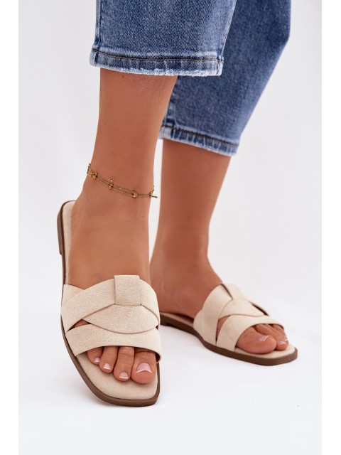 Women's Flat Sandals With Straps Eco Suede Light Beige Florane