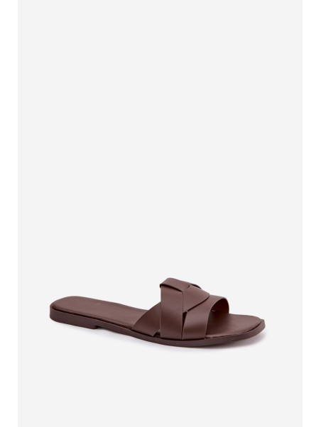 Women's Flat Chocolate Slides With Straps Marissae