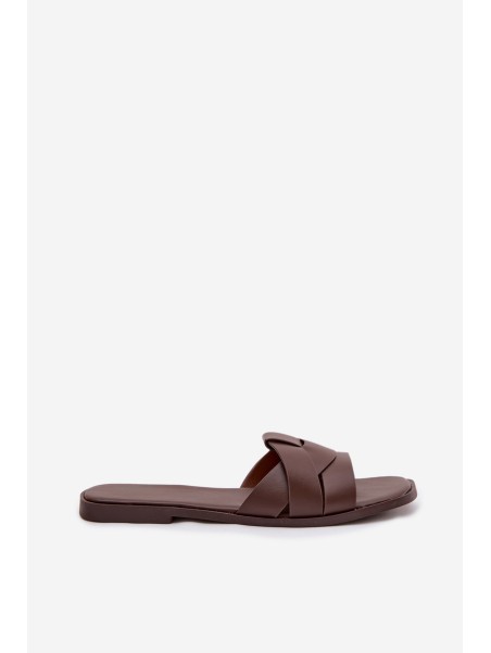 Women's Flat Chocolate Slides With Straps Marissae