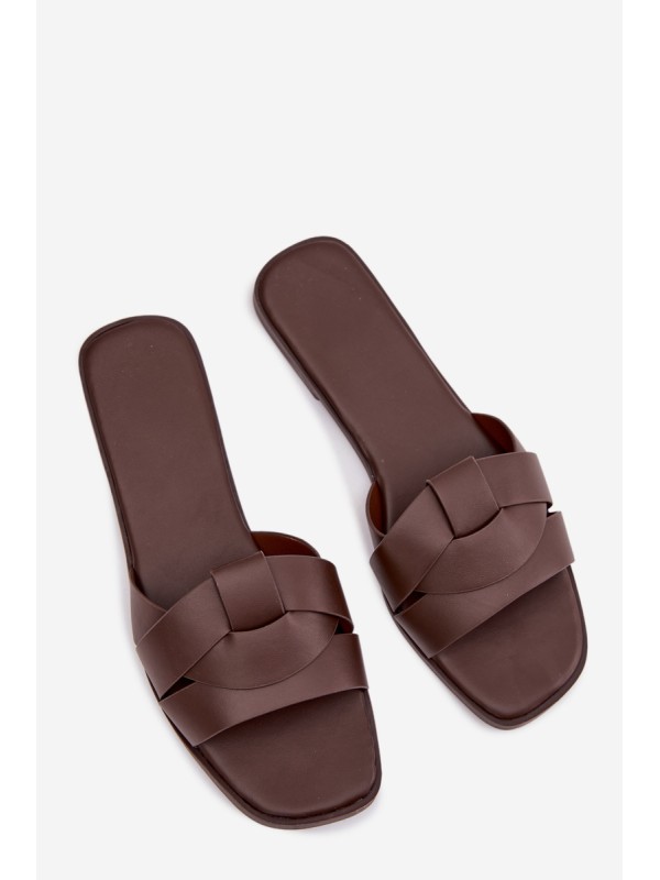 Women's Flat Chocolate Slides With Straps Marissae
