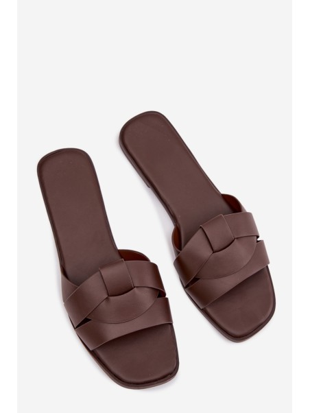 Women's Flat Chocolate Slides With Straps Marissae