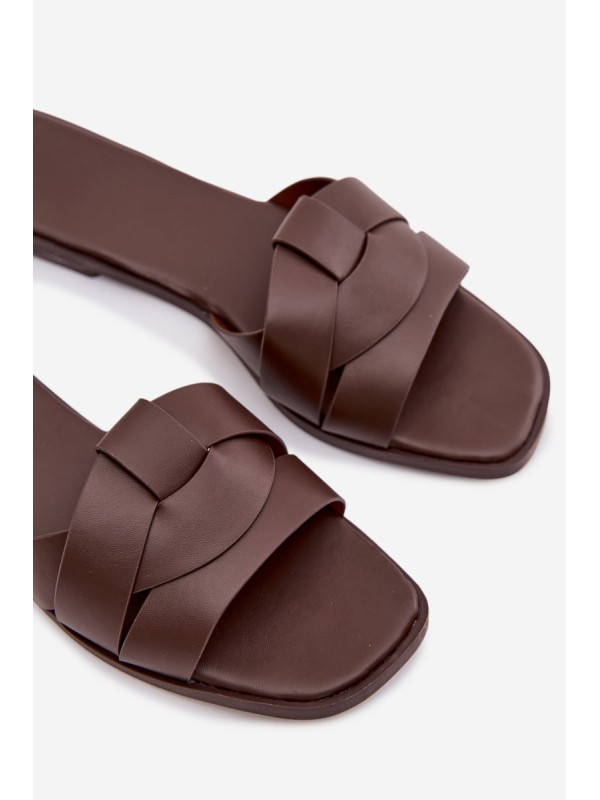 Women's Flat Chocolate Slides With Straps Marissae