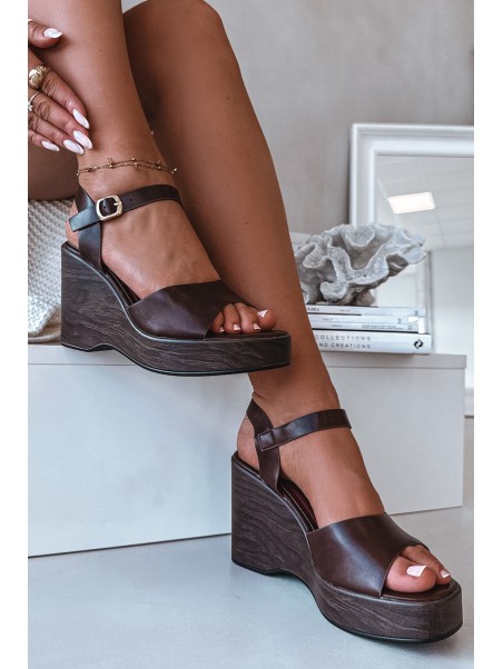 Women's Platform Sandals Eco Leather Chocolate Parilisse