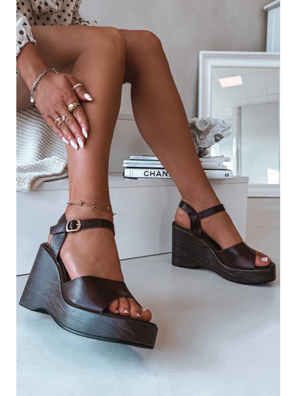 Women's Platform Sandals Eco Leather Chocolate Parilisse