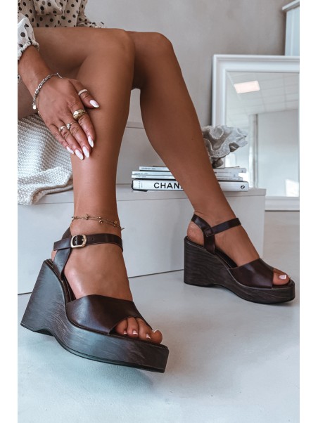 Women's Platform Sandals Eco Leather Chocolate Parilisse