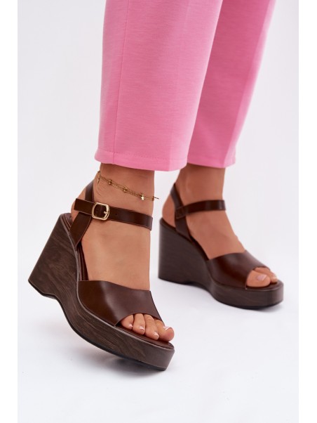 Women's Platform Sandals Eco Leather Chocolate Parilisse