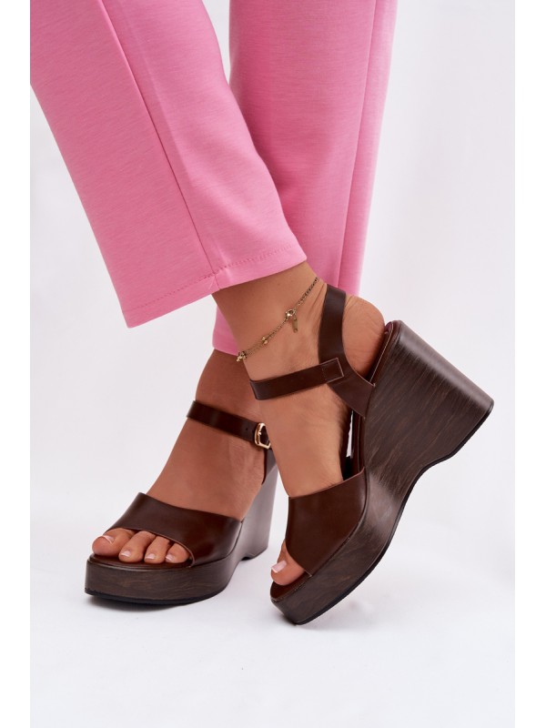 Women's Platform Sandals Eco Leather Chocolate Parilisse