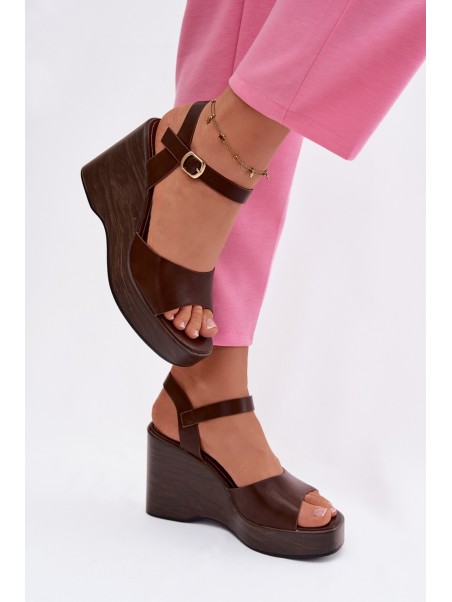 Women's Platform Sandals Eco Leather Chocolate Parilisse