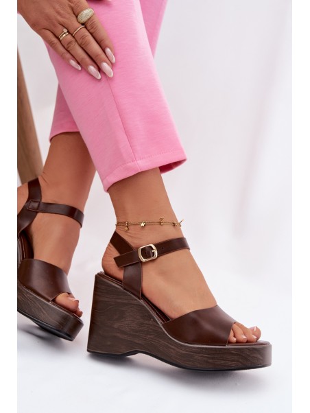 Women's Platform Sandals Eco Leather Chocolate Parilisse