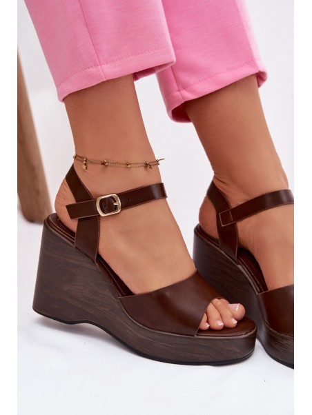 Women's Platform Sandals Eco Leather Chocolate Parilisse