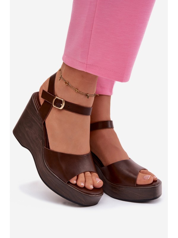 Women's Platform Sandals Eco Leather Chocolate Parilisse