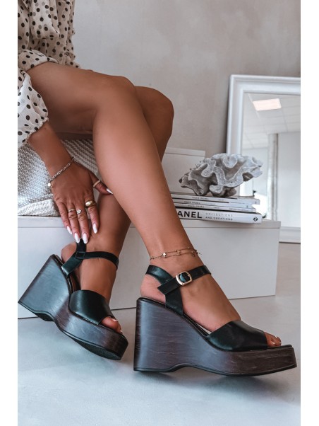 Women's Platform Sandals Eco Leather Black Parilisse