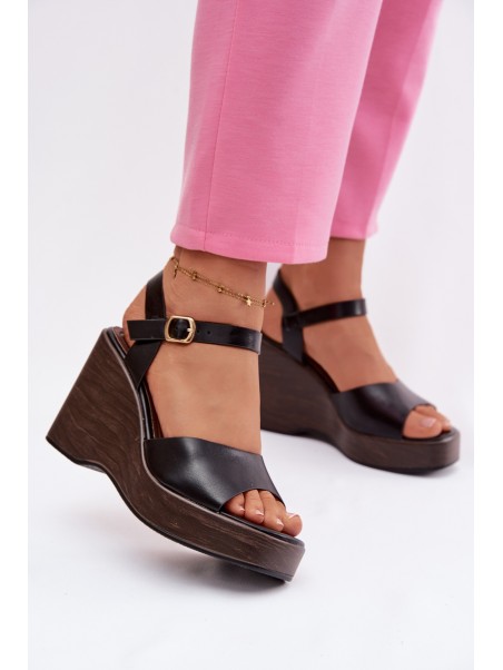 Women's Platform Sandals Eco Leather Black Parilisse