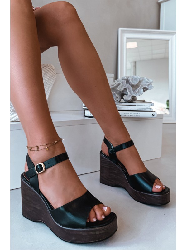 Women's Platform Sandals Eco Leather Black Parilisse